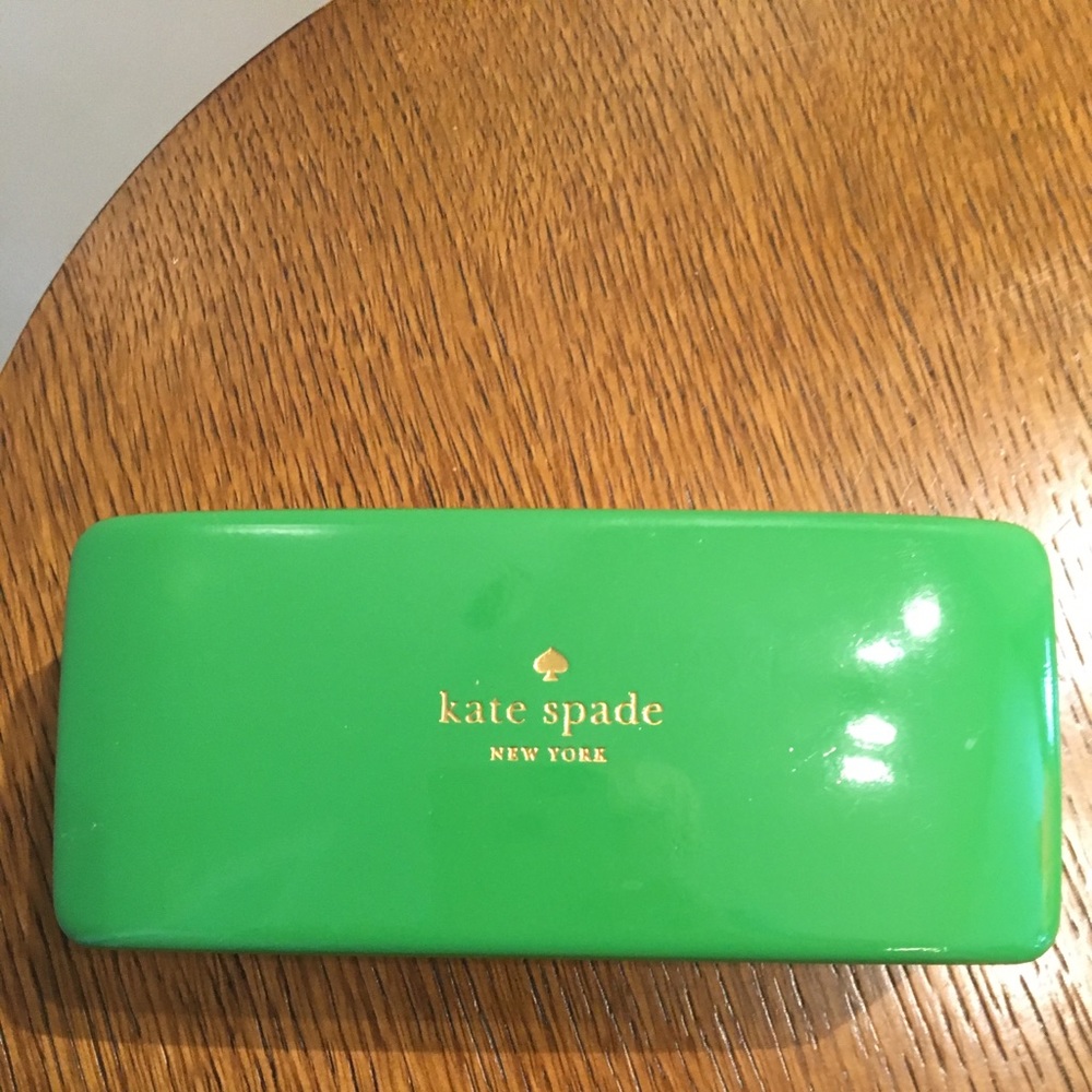 Kate Spade eye glass case blue green hard